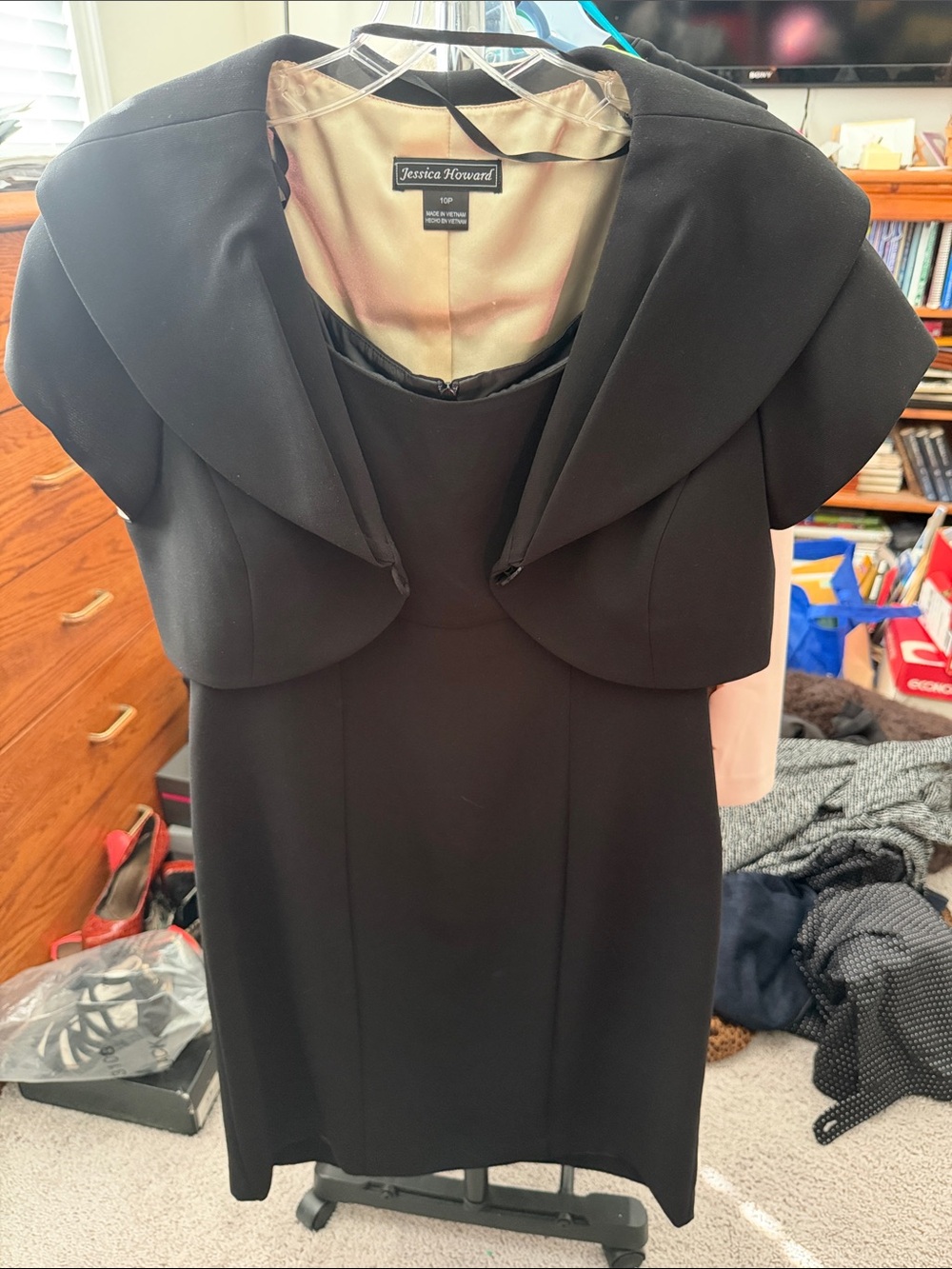 Jessica Howard Black Midi Dress with Cropped Bolero